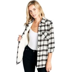 Ci Sono Plaid Sherpa Shacket Top/Jacket